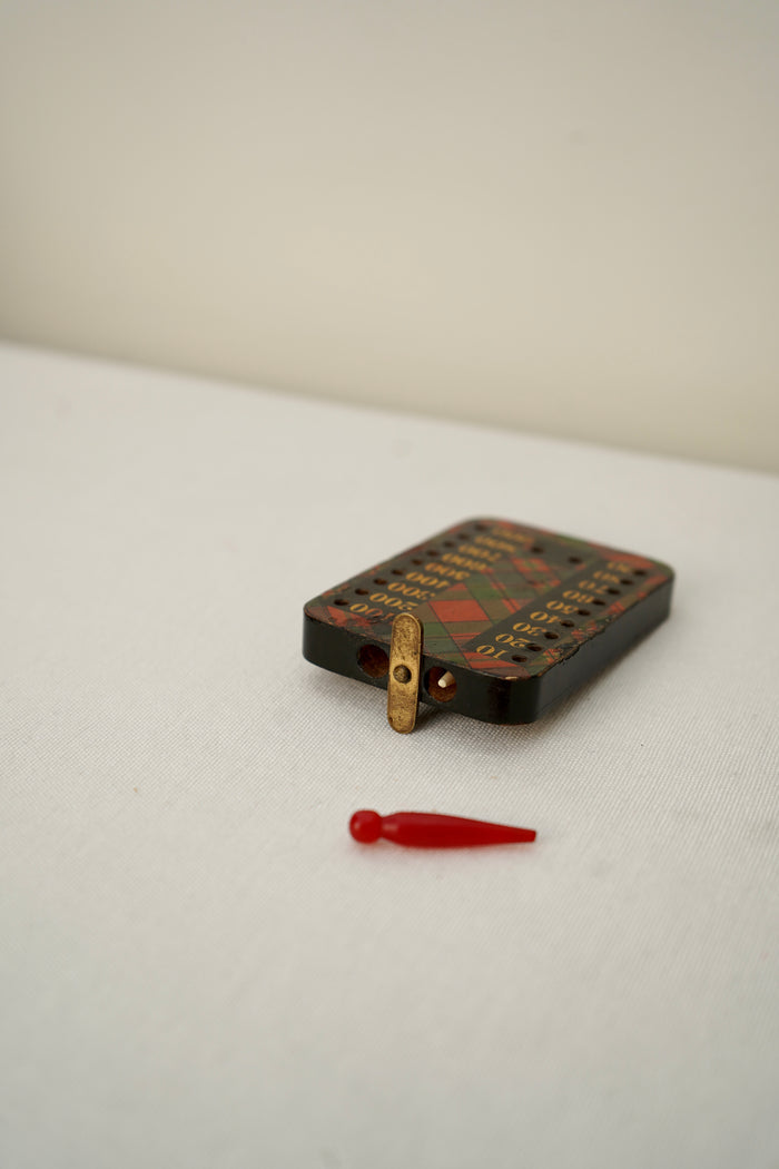 Victorian Scottish Tartanware Bezique Score Counter with Original Pegs, c. 1870–1900