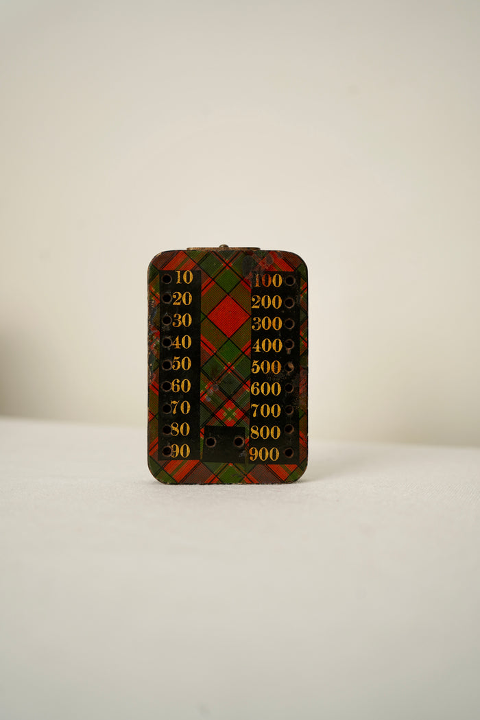 Victorian Scottish Tartanware Bezique Score Counter with Original Pegs, c. 1870–1900