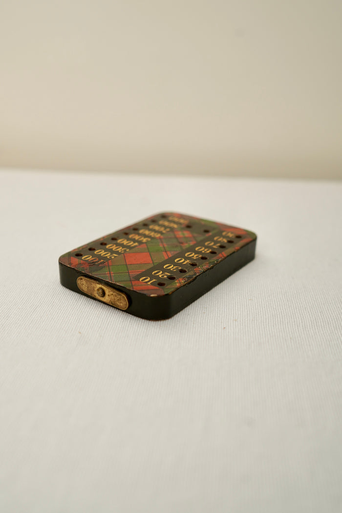 Victorian Scottish Tartanware Bezique Score Counter with Original Pegs, c. 1870–1900