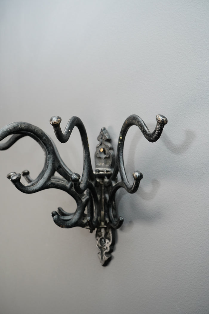Victorian Style Cast Iron Swivel Arm Wall Hook Rack