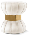 Vino Cream Velvet Ottoman/Stool