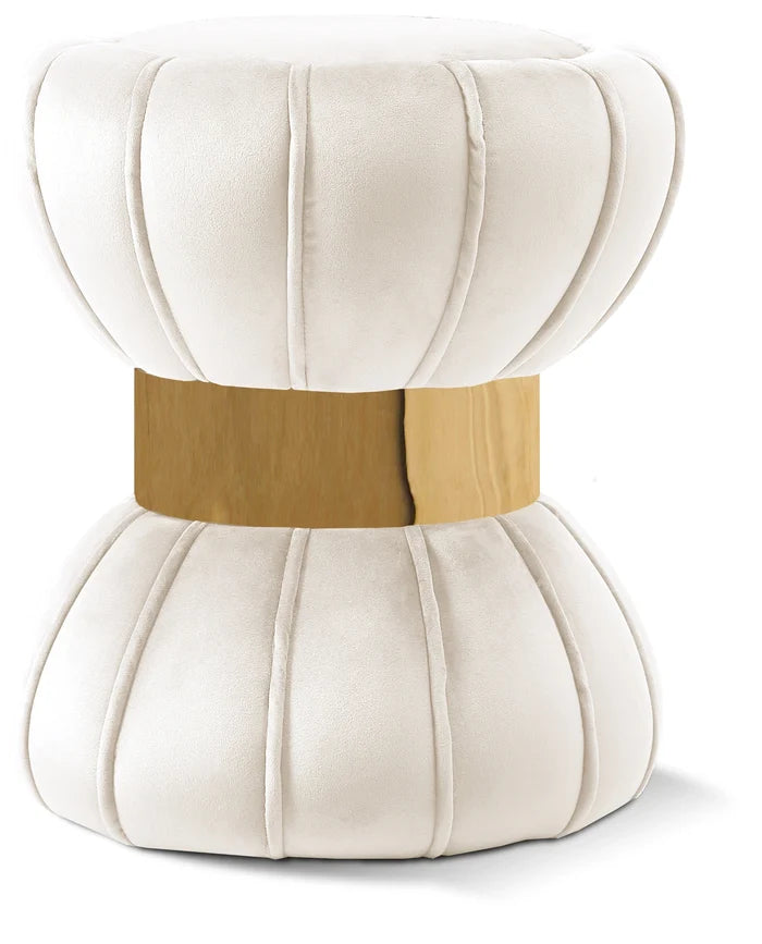 Vino Cream Velvet Ottoman/Stool