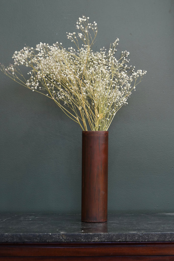 Vintage Brutalist Style Painted Metal Cylinder Vase