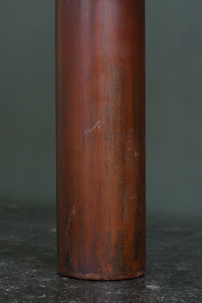 Vintage Brutalist Style Painted Metal Cylinder Vase