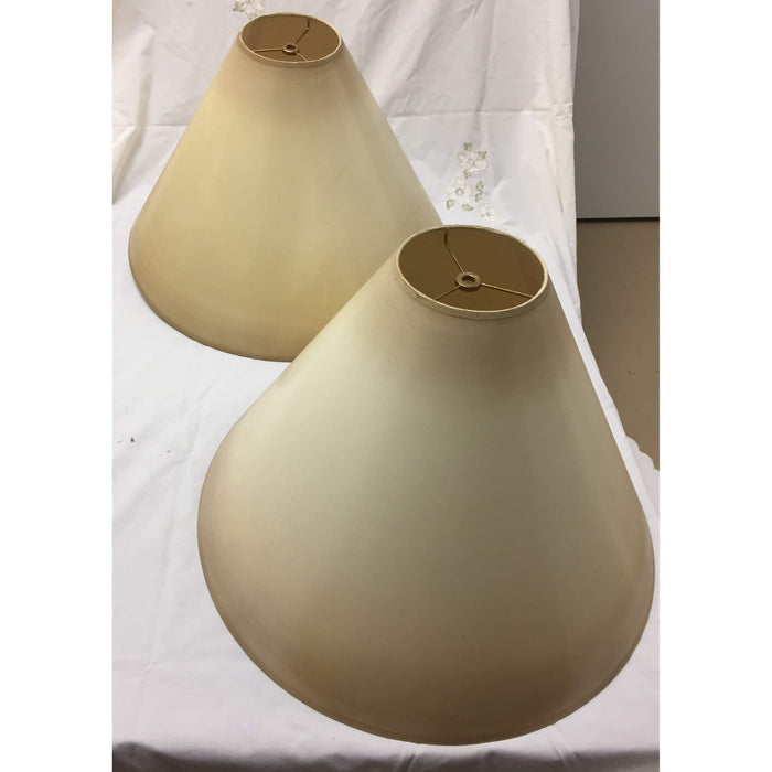 Vintage Large Empire Style Cone Lampshades, Cream - 20"W x 13.5"H - a Pair Avail-Lampshade-Antique Warehouse