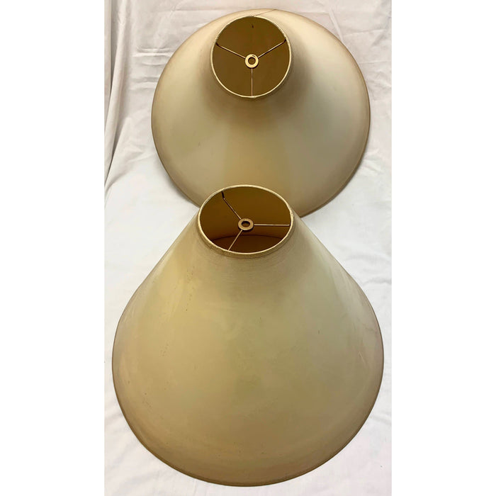 Vintage Large Empire Style Cone Lampshades, Cream - 20"W x 13.5"H - a Pair Avail-Lampshade-Antique Warehouse