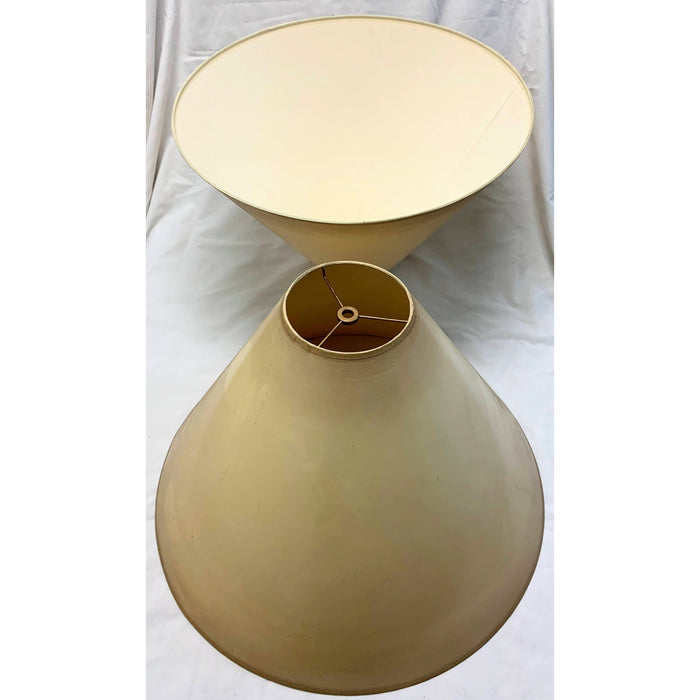 Vintage Large Empire Style Cone Lampshades, Cream - 20"W x 13.5"H - a Pair Avail-Lampshade-Antique Warehouse