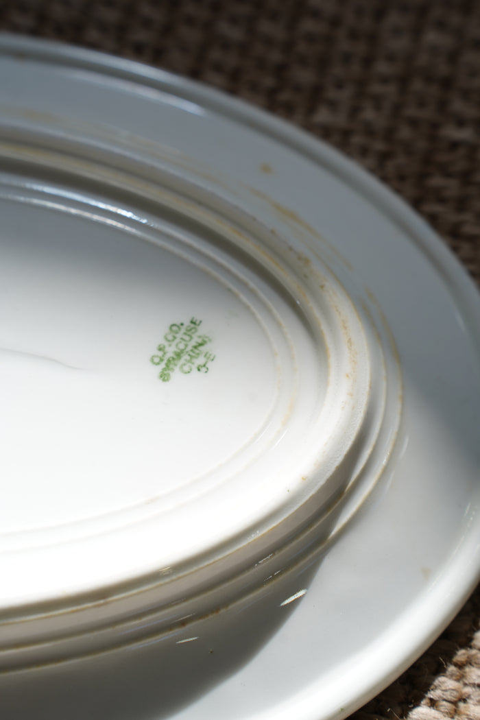 Vintage Neoclassical Green Transferware Serving Platter