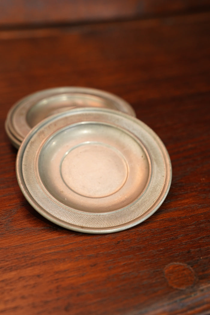 Vintage Pewter Trinket Dish with Reeded Rim