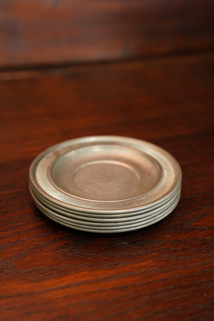 Vintage Pewter Trinket Dish with Reeded Rim
