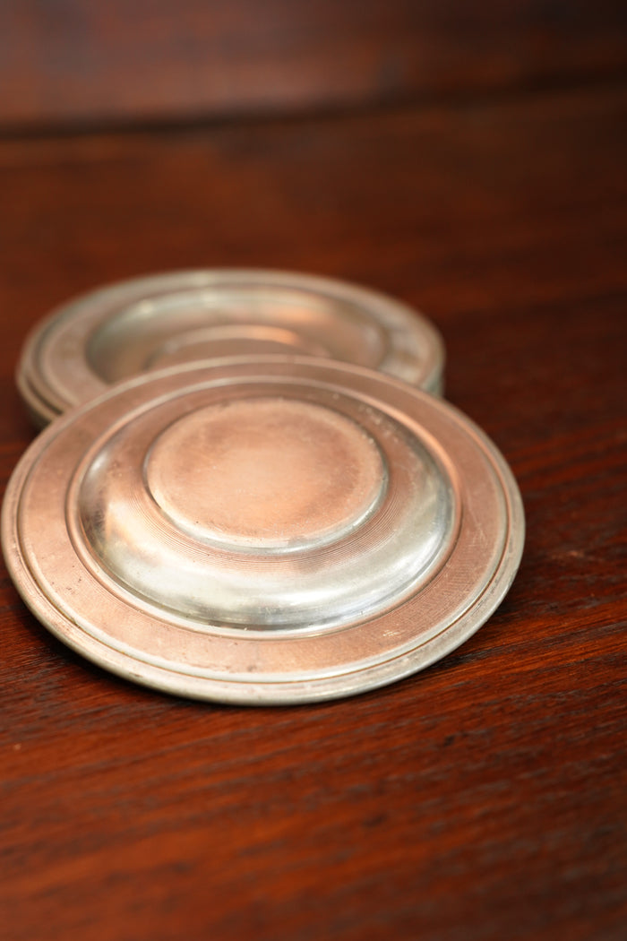 Vintage Pewter Trinket Dish with Reeded Rim
