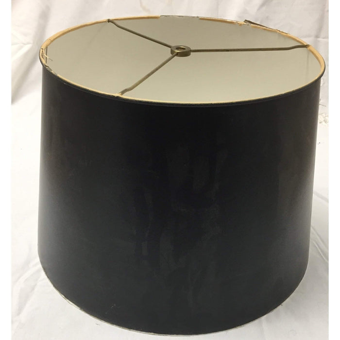Vintage Round Black Classic Drum Lampshade | Medium | 15"W x 10"H-Lampshade-Antique Warehouse