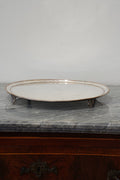 Vintage Round Silver Plate Serving Tray with Lion Crest, English