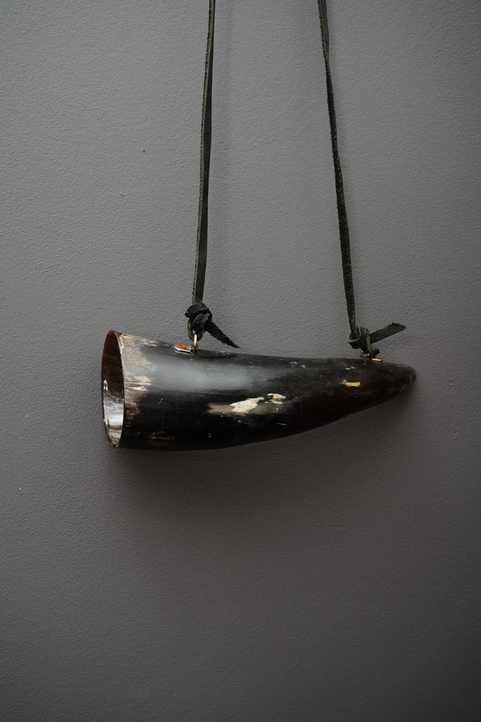 Vintage Viking Style Drinking Horn with Leather Strap