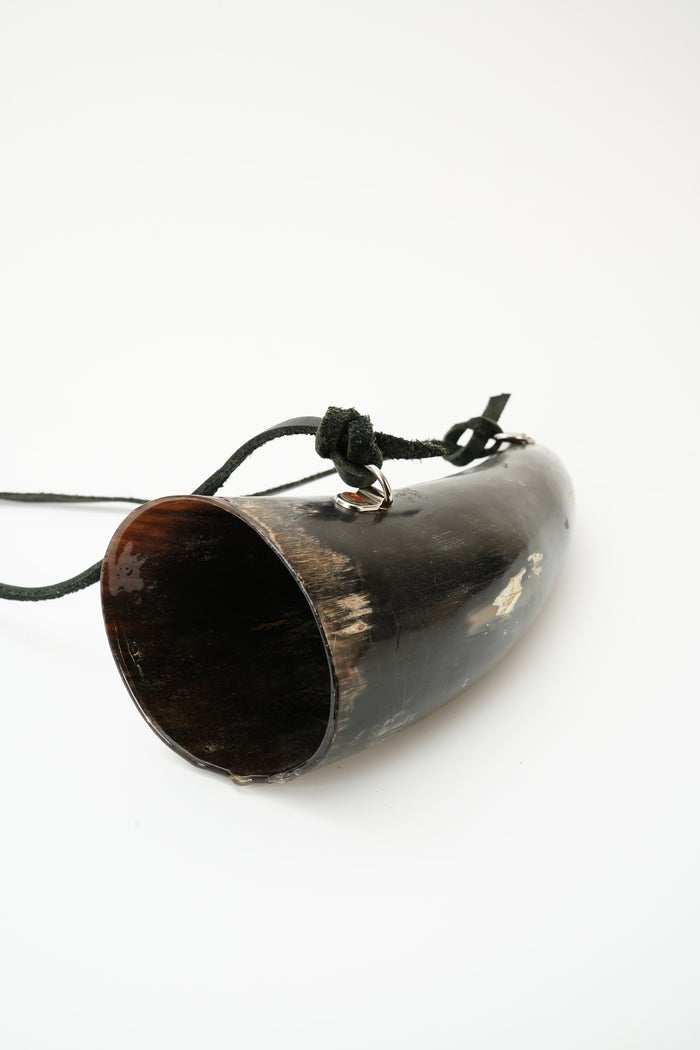 Vintage Viking Style Drinking Horn with Leather Strap