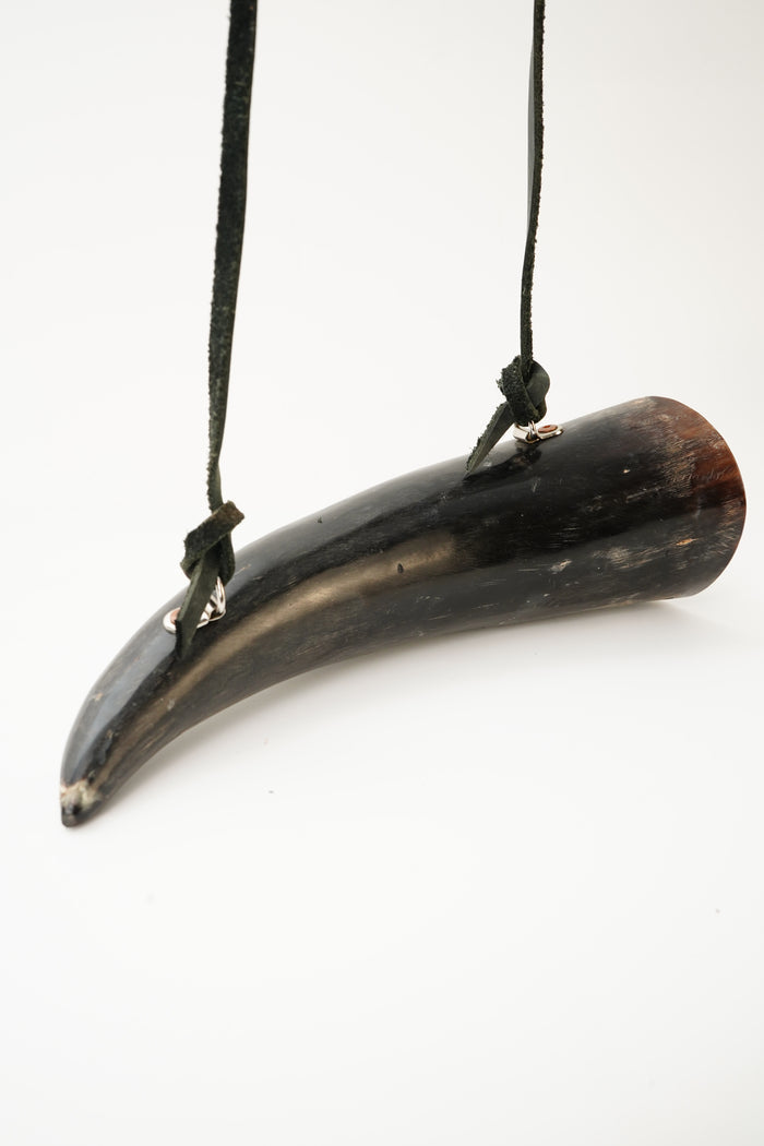 Vintage Viking Style Drinking Horn with Leather Strap