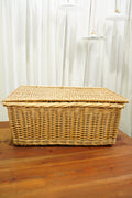 Vintage Wicker Storage Basket with Lid  *as-is*