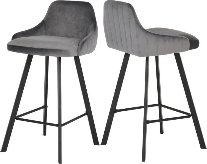 Viviene Grey Velvet Stool