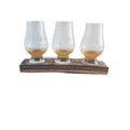 Whiskey and Wine Design 3 Cup Flight with Metal Band, 3 Glencairn Glasses main image.