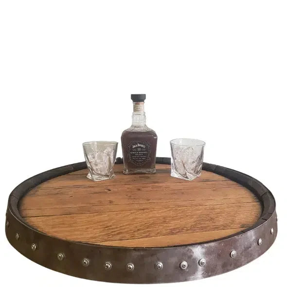 Whiskey and Wine Design Bourbon Head Single Metal Ring Lazy Susan main image.