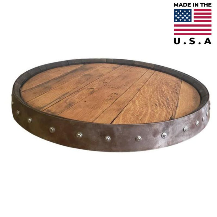 Whiskey and Wine Design Bourbon Head Single Metal Ring Lazy Susan