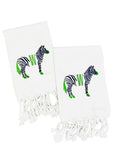 White Turkish Hand Towel with Zebra
