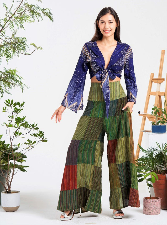 Wide Leg Patchwork Pants