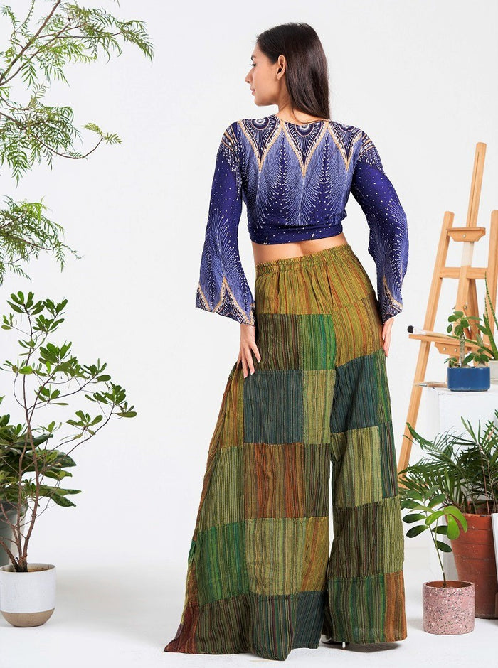 Wide Leg Patchwork Pants