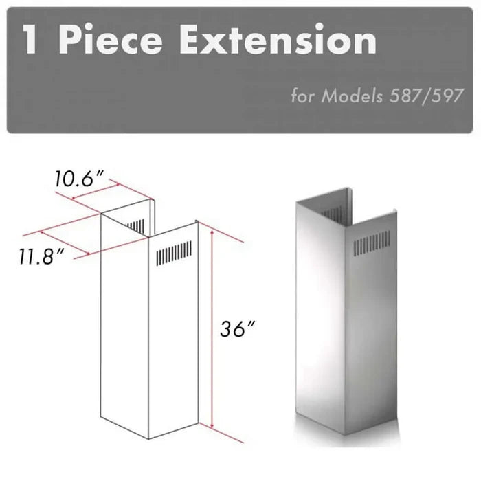 ZLINE 1-36 in. Chimney Extension for 9 ft. to 10 ft. Ceilings (1PCEXT-587/597) main image.