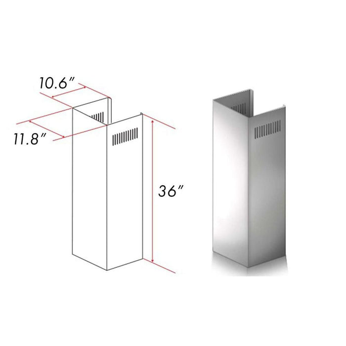 ZLINE 1-36 in. Chimney Extension for 9 ft. to 10 ft. Ceilings (1PCEXT-587/597)