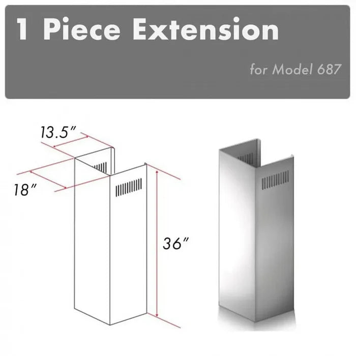ZLINE 1-36 in. Chimney Extension for 9 ft. to 10 ft. Ceilings (1PCEXT-687) main image.