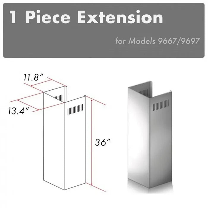 ZLINE 1-36 in. Chimney Extension for 9 ft. to 10 ft. Ceilings (1PCEXT-9667/9697) main image.