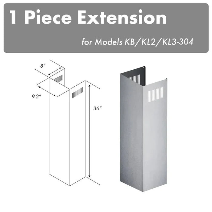 ZLINE 1-36 in. Chimney Extension for 9 ft. to 10 ft. Ceilings (1PCEXT-KB/KL2/KL3-304) main image.