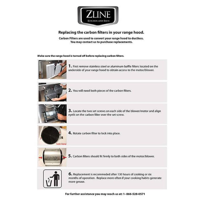 ZLINE 1 Set of 2 Charcoal Filters for Range Hoods with Recirculating Option - Rustic Kitchen & Bath - Range Hood Accessories - ZLINE Kitchen and Bath