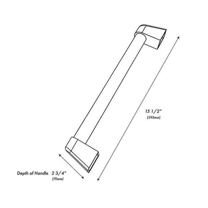 ZLINE 18 in. Helix Handle (Set of 1) for Paramount and Select Ranges in Stainless Steel (SGZ-054C-K-ST) dimensional diagram.
