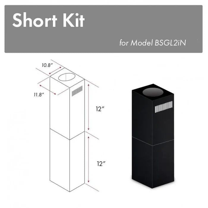ZLINE 2-12 in. Short Chimney Pieces for 7 ft. to 8 ft. Ceilings in Black Stainless (SK-BSGL2iN) main image.