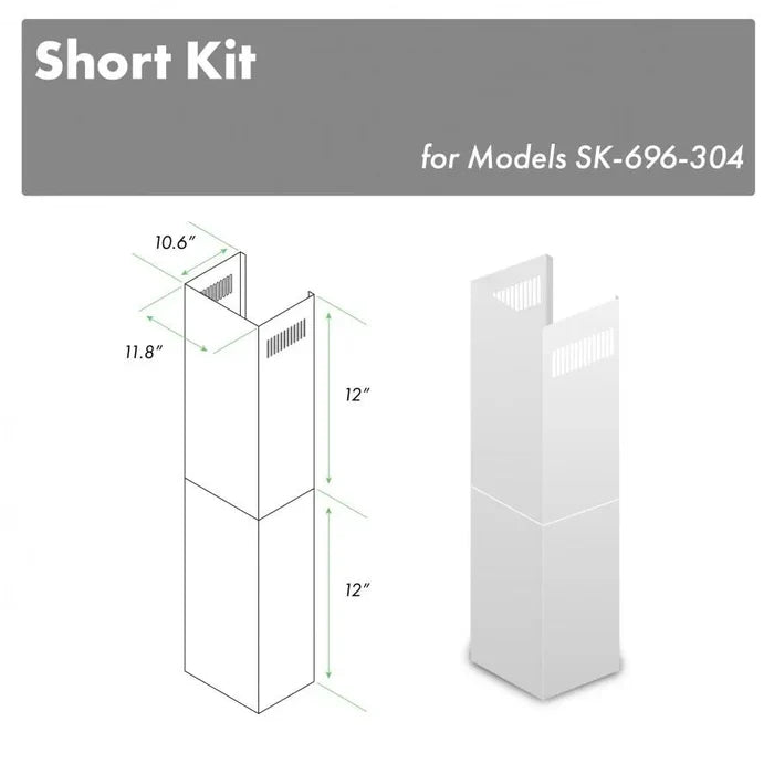 ZLINE 2-12 in. Short Chimney Pieces for 7 ft. to 8 ft. Ceilings (SK-696-304) main image.
