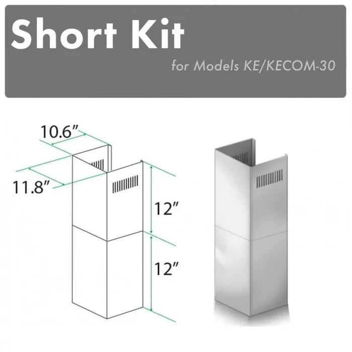 ZLINE 2-12 in. Short Chimney Pieces for 7 ft. to 8 ft. Ceilings (SK-KE/KECOM-30) main image.