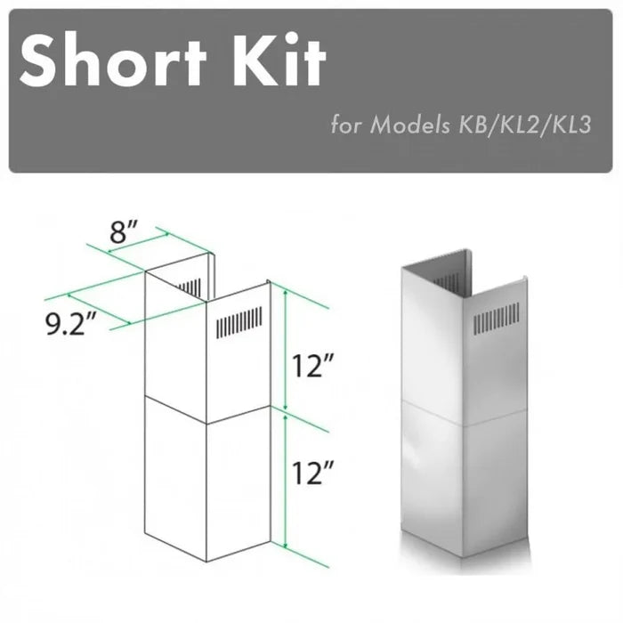 ZLINE 2-12 in. Short Chimney Pieces for 7.4 ft. to 8 ft. Ceilings (SK-KB/KL2/KL3) main image.