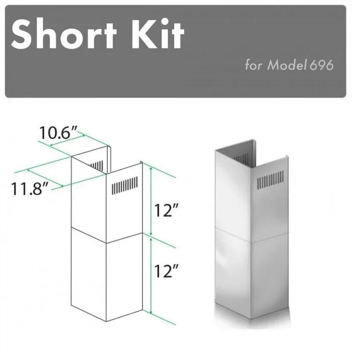 ZLINE 2-12 in. Short Chimney Pieces for 7.6 ft. to 8 ft. Ceilings (SK-696) main image.