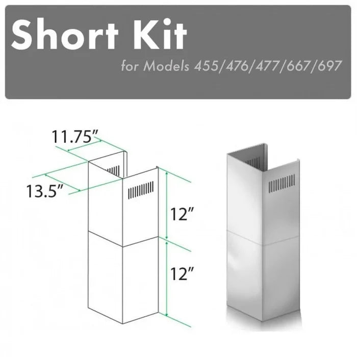ZLINE 2-12 in. Short Chimney Pieces for 8 ft. Ceilings (SK-455/476/477/667/697) main image.