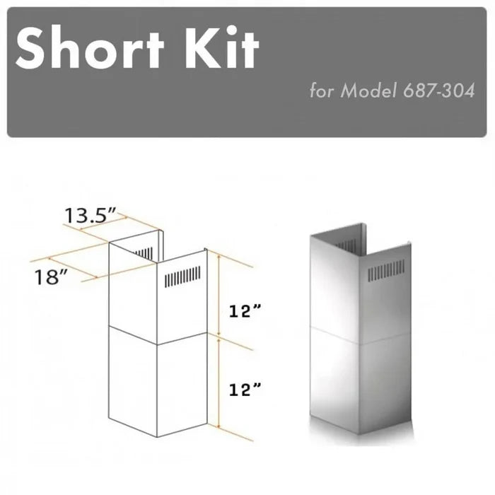 ZLINE 2-12 in. Short Chimney Pieces for 8 ft. Ceilings (SK-687-304) main image.