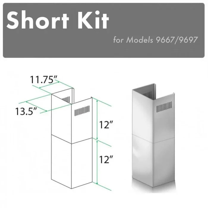 ZLINE 2-12 in. Short Chimney Pieces for 8 ft. Ceilings (SK-9667/9697) main image.