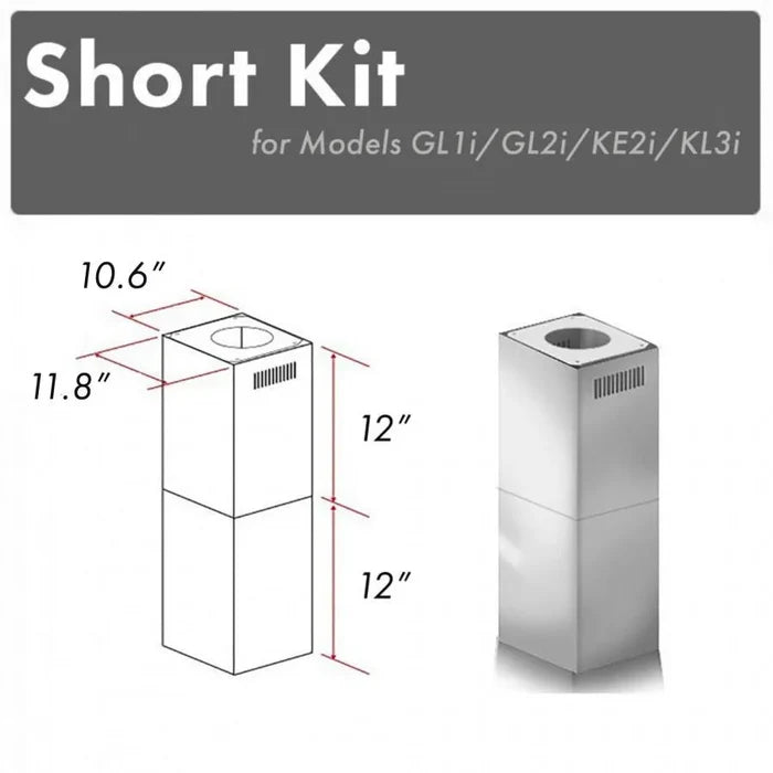 ZLINE 2-12 in. Short Chimney Pieces (SK-GL1i/GL2i/KE2i/KL3i) main image.