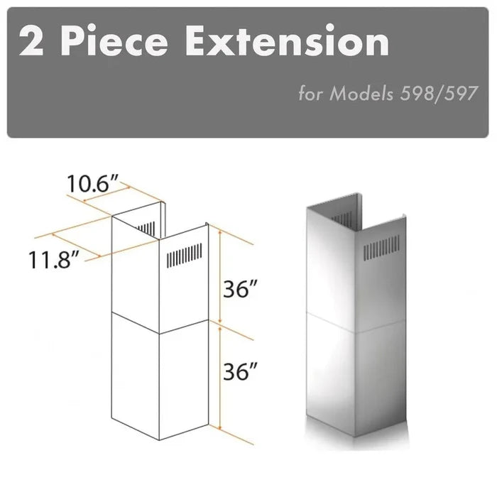 ZLINE 2-36 in. Chimney Extensions for 10 ft. to 12 ft. Ceilings (2PCEXT-587/597) main image.