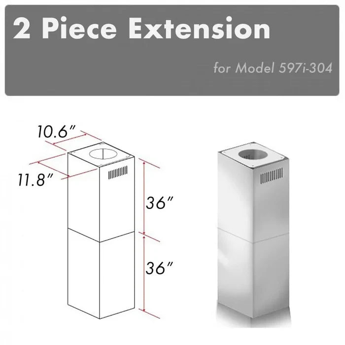 ZLINE 2-36 in. Chimney Extensions for 10 ft. to 12 ft. Ceilings (2PCEXT-597i-304) main image.
