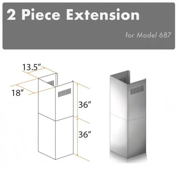 ZLINE 2-36 in. Chimney Extensions for 10 ft. to 12 ft. Ceilings (2PCEXT-687) main image.