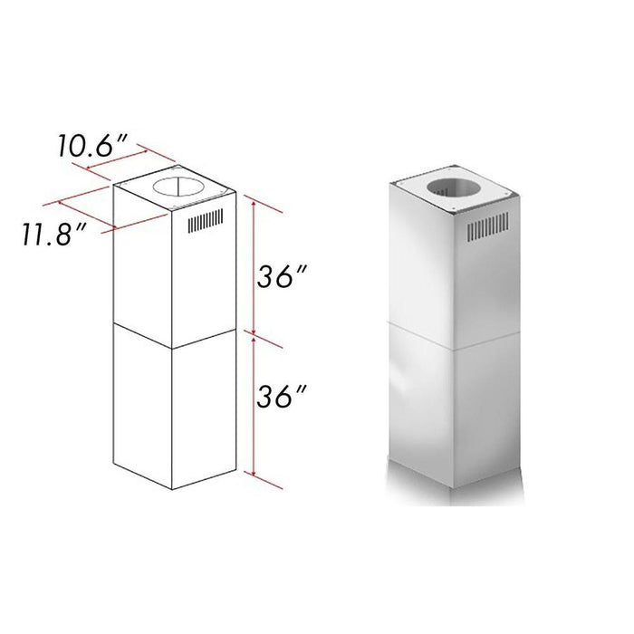 ZLINE 2-36" Chimney Extensions for 10 ft. to 12 ft. Ceilings (2PCEXT-696) - Rustic Kitchen & Bath - Range Hood Accessories - ZLINE Kitchen and Bath