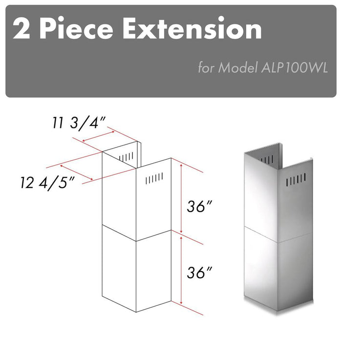 ZLINE 2-36 in. Chimney Extensions for 10 ft. to 12 ft. Ceilings (2PCEXT-ALP100WL) main image.