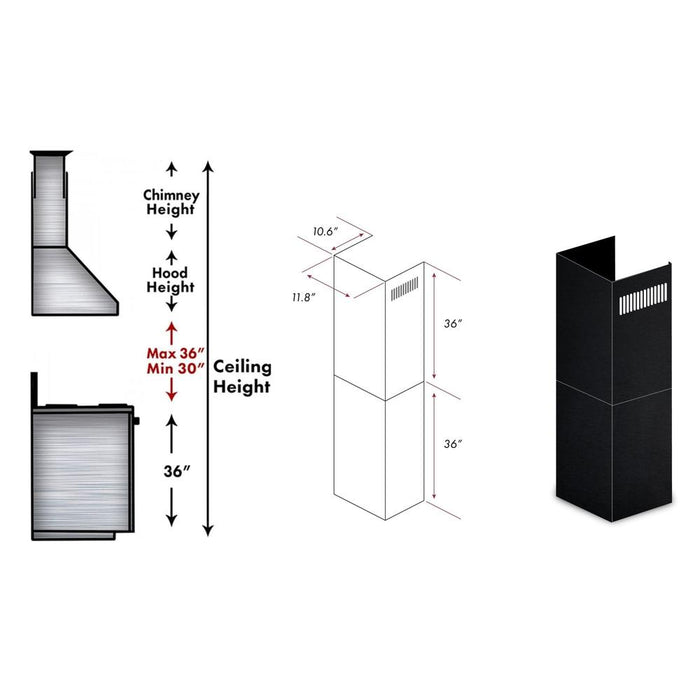 ZLINE 2-36" Chimney Extensions for 10 ft. to 12 ft. Ceilings (2PCEXT-BSKEN) - Rustic Kitchen & Bath - Range Hood Accessories - ZLINE Kitchen and Bath